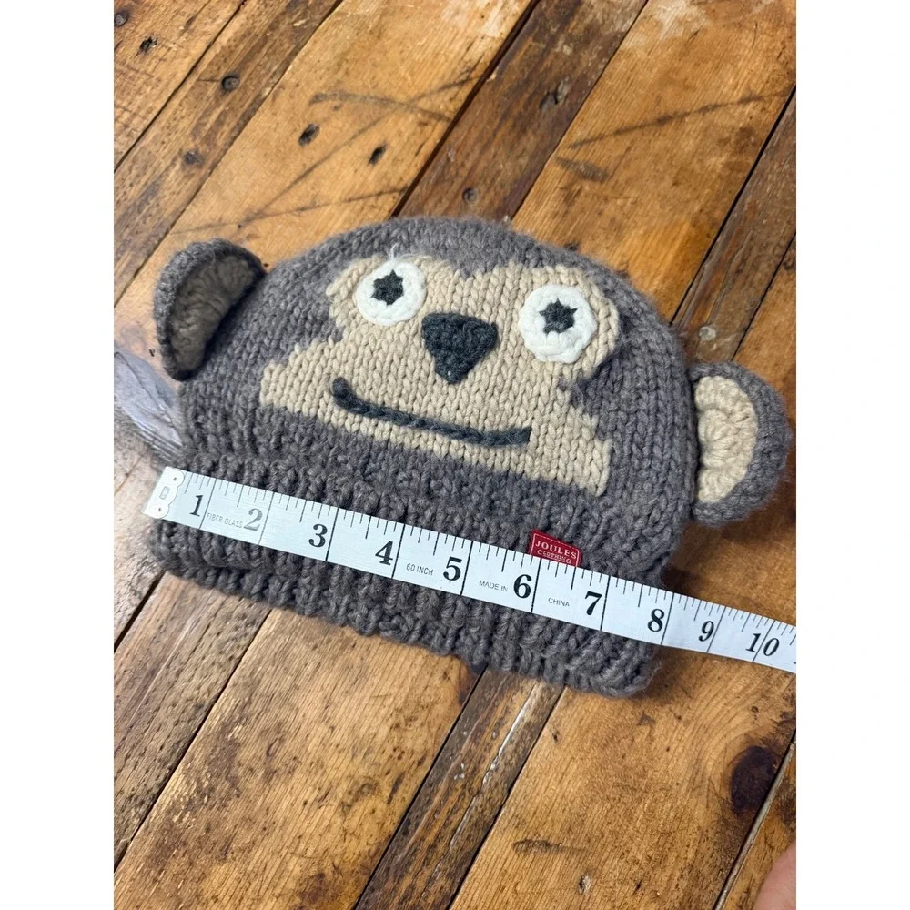 Joules Kids Monkey Beanie Hat Age 4 7 Chunky Knit Animal Ears Face Winter